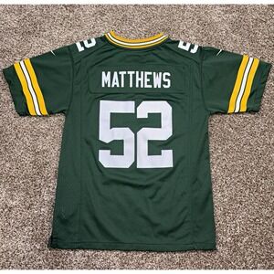 Nike NFL Green Bay Packers Clay Matthews #52 Green Yellow Youth L Jersey